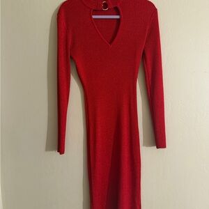 Elegant Red Long Sleeve Dress